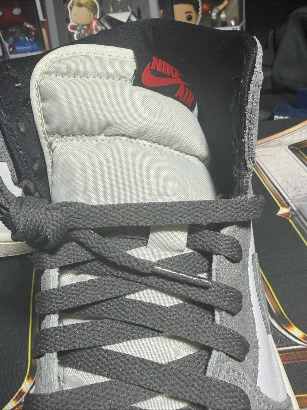 Jordan Gray and White Suede High-Top Sneaker